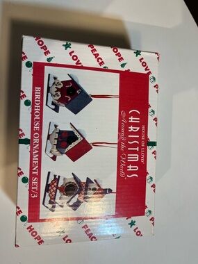 House of Lloyd Christmas Red & Blue Birdhouse Ornament Set (3 Pack)